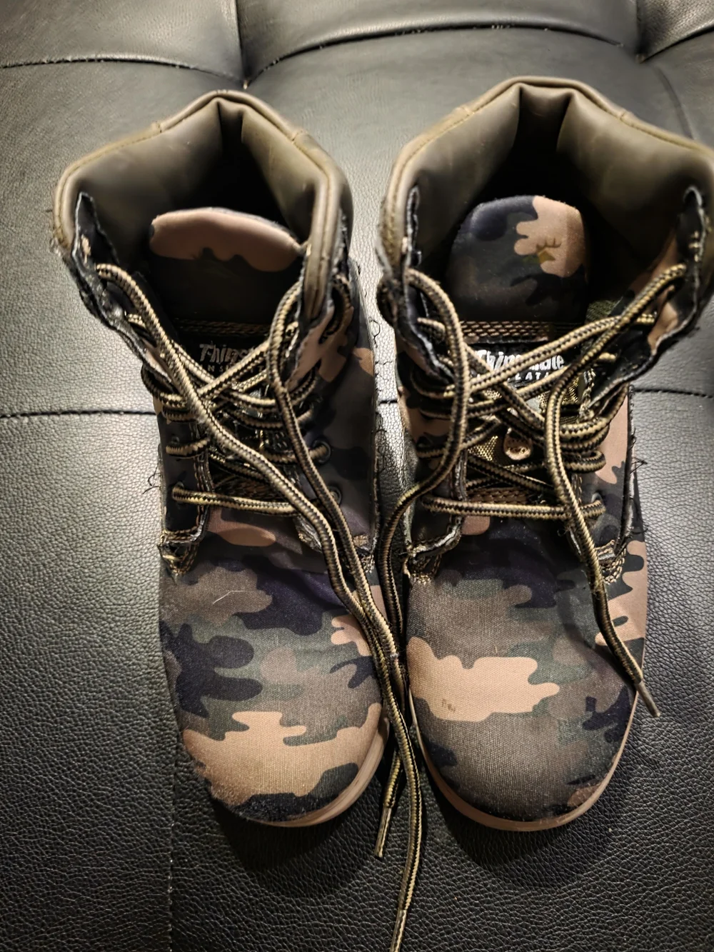 Boy's Camouflage Ankle Boots in Olive and Tan
